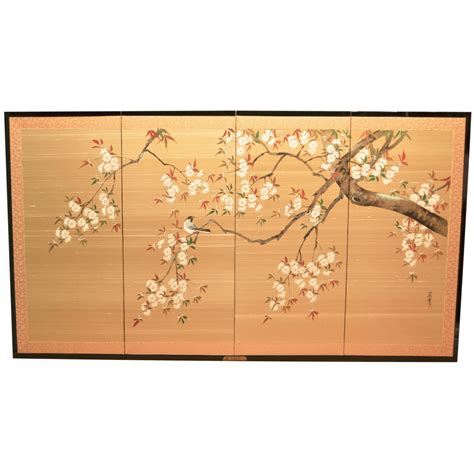 vintage silk japanese screen hand painted  panels japanese screen