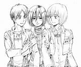 Armin Titan Attack Eren Mikasa Coloring Titans Pages Anime Levi Jaeger Ackerman Eremika Print Visit sketch template