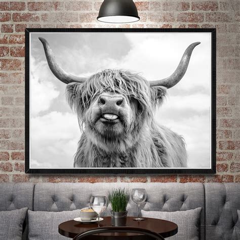 nordic highland  cattle wall art canvas poster print animal painting
