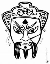 Coloring Pages Chinese Mask Masks Printable Man Kids Opera Print Halloween Template Clipart Fantasy Easy Clip Iron Dragon Scary Sketch sketch template