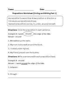 choosing  preposition worksheet preposition worksheets