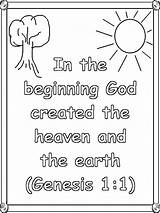 Coloring Pages Creation Genesis God Kids Created Beginning Christian Bible Printable Earth Verse Children Verses Preschool School Sunday Activities Clipart sketch template