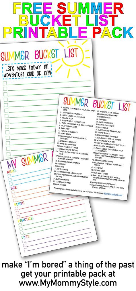 summer bucket list  kids  printable  mommy style