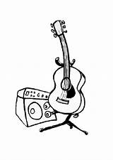 Guitar Coloring Pages Amp Electric Clipart Cartoon Drawing Cliparts Sketch Clip Bass Color Speaker Hero Edupics Getdrawings Getcolorings Colouring Library sketch template