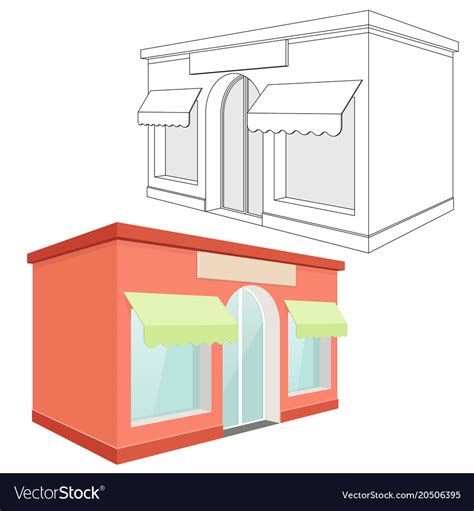 store front red  building  outline drawing vector image