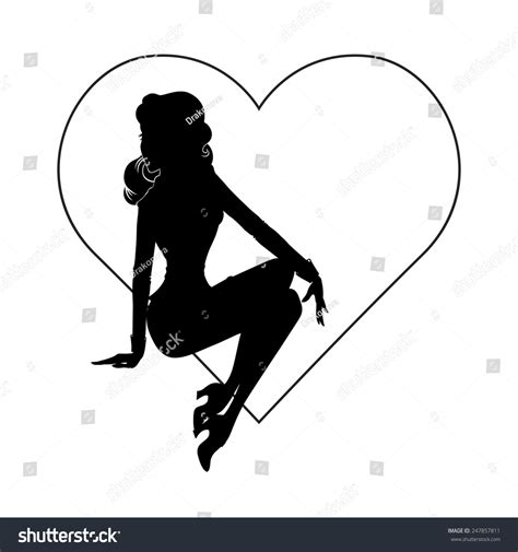 vector silhouette sexy pinup girl sitting stock vector 247857811 shutterstock