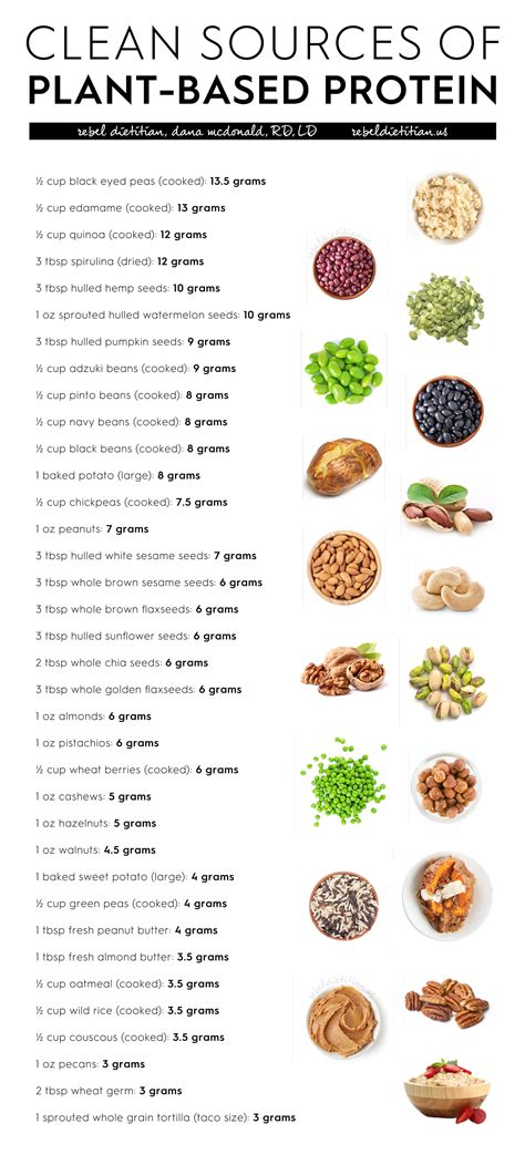 protein list chart