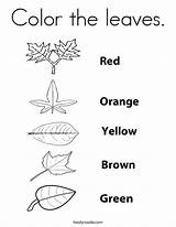 Leaves Coloring Color Colors Autumn Fall Pages Leaf Worksheets Twistynoodle Print Printable Preschoolers Preschool Noodle Sheets Twisty Worksheet Kids Printables sketch template