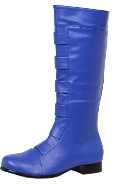 summitfashions mens blue knee high boots superhero costume shoes   heels mens sizing