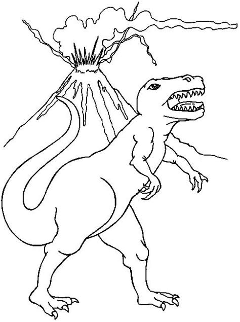 coloring  drawing dinosaur  volcano coloring pages