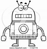 Bored Robot Clipart Cartoon Thoman Cory Outlined Coloring Vector sketch template