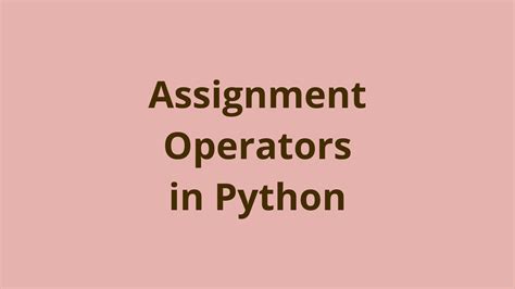 assignment operators  python