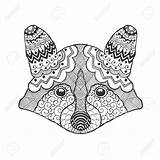 Tribal Caves Coloring Designlooter Patterned Raccoon Ethnic Doodle Drawn Bear Animal Head Hand Cute sketch template