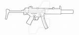 Mp5sd Mp5 M4 Lineart Linseed Guns sketch template