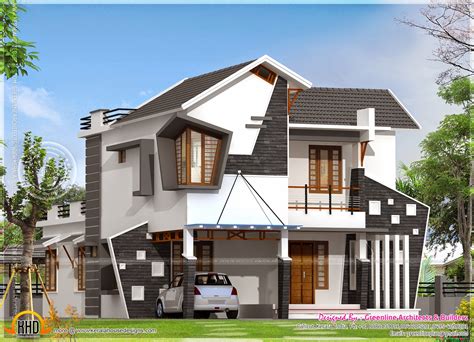 unique house exterior   square feet kerala home design  floor plans