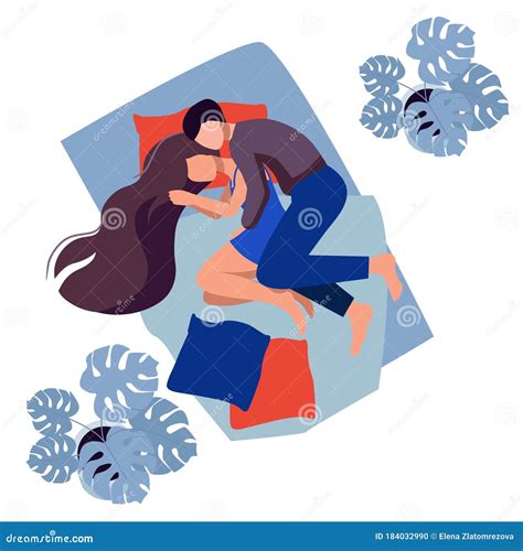 Cute Sweet Young Couple Lying In Bed And Cuddling Sleep Night