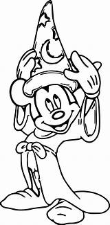 Mickey Coloring Mouse Pages Magic Hat Cartoon Getdrawings Drawing sketch template
