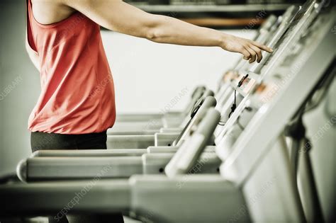 woman  treadmill  gym stock image  science photo library