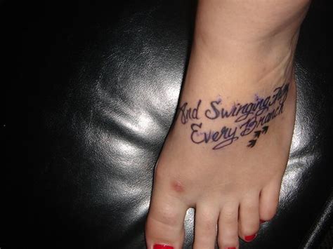 and swinging for every branch inscription foot tattoo tattooimages