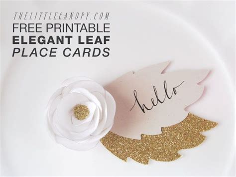 diy  printables bridal shower elegant leaf placecards wedding