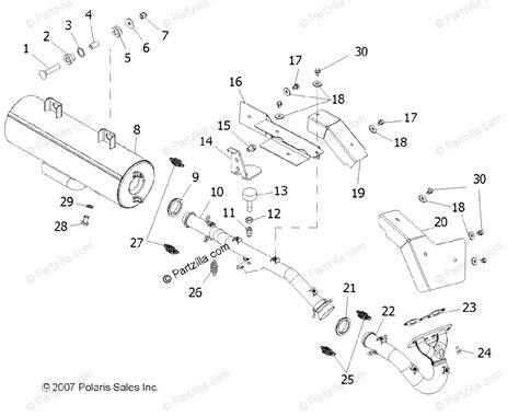 polaris side  side  oem parts diagram  engine exhaust  options partzillacom