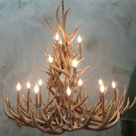 tall spruce mule deer antler chandelier