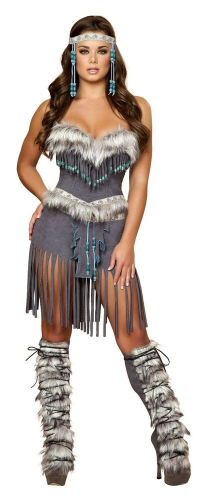 sexy native american indian fur furry halloween costume genuine roma product ebay