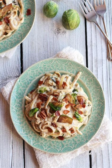 Caramelized Brussels Sprouts And Bacon Fettuccine Alfredo Half Baked