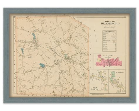 blandford massachusetts  map replica  genuine original