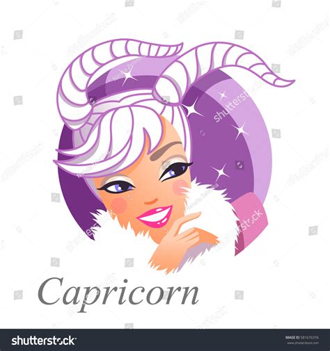 beautiful woman capricorn zodiac sign astrological stock vector