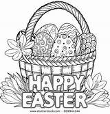 Coloring Easter Happy Colouring Eggs Doodle Pages Kids Shutterstock Meditation Books Adult sketch template