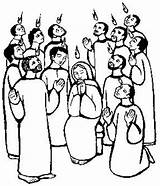 Pentecost Jesus Coloring Praying Apostles Maria sketch template