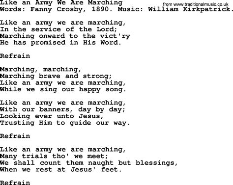 army   marching  fanny crosby hymn lyrics
