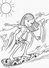 Surfing Groovy Barbie Colouring Plage Quiet Colorier sketch template