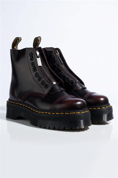 dr martens sinclair arcadia zip  platform bootie  cherry red fashion slippers boots