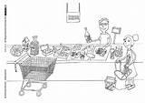 Kasse Supermarkt Zeichnen Stadt Malvorlagen Einkaufen Tekenen Nique Kinder Seç Hauswirtschaft Illustratorenfuerfluechtlinge sketch template