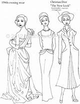 Coloring Pages Girl Adult 1940s Hand Clever Fashion Etsy Drawn History Embroidery Vintage Dressing Books Through Colorworks sketch template
