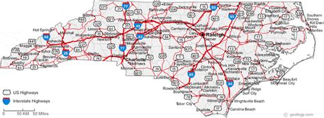 map  north carolina cities north carolina road map