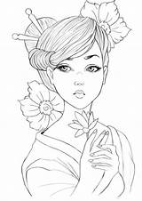 Geisha Adultos Marilyn Geishas Orientali 1040 Cerca Adulta Personnage Diseños Coloriages sketch template