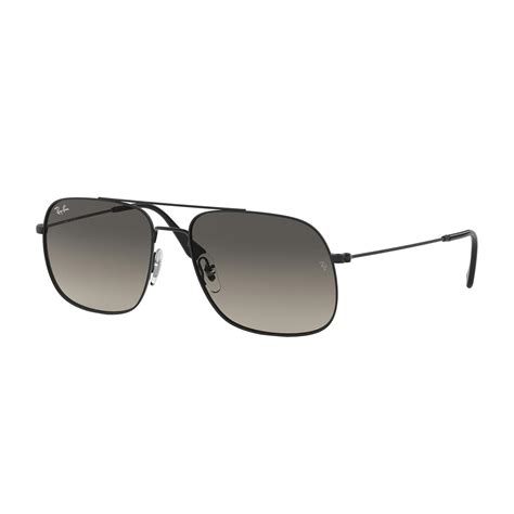 men s square aviator sunglasses black gray gradient ray ban