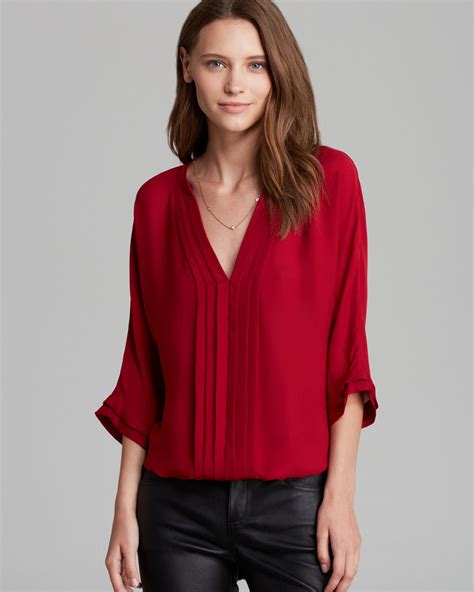 joie blouse marru matte silk  red lyst