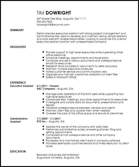 professional executive assistant attraktiv executive assistant resume
