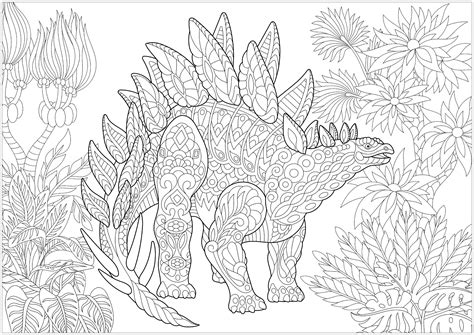 stegosaurus dinosaurs adult coloring pages