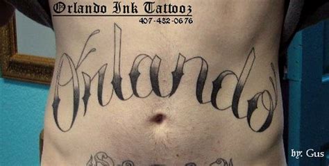 script letter tattoo stomach tattoo orlando ink
