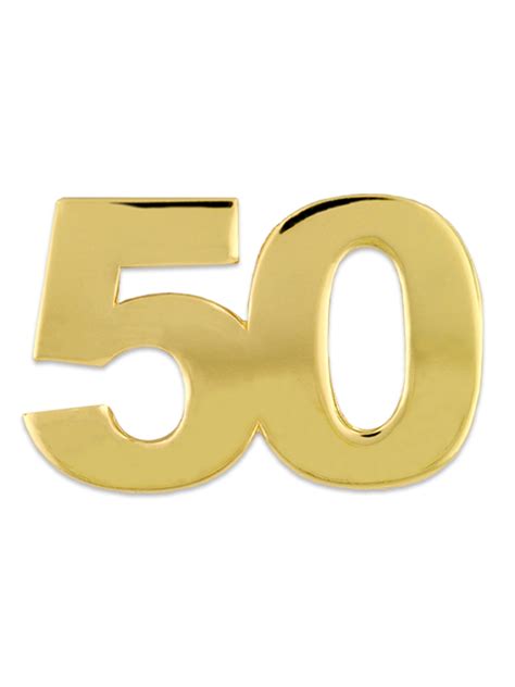 pinmarts number fifty  anniversary  birthday shiny gold lapel