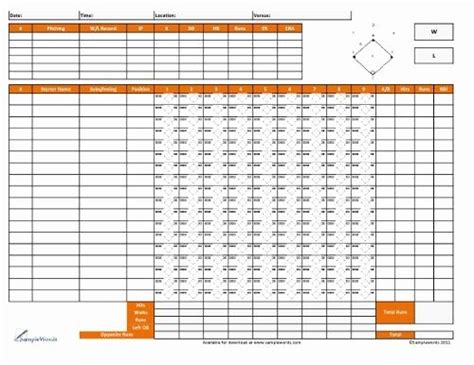 softball lineup cards printable  document template