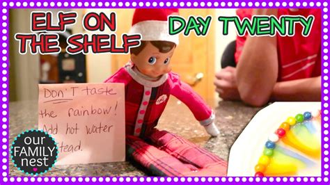 elf   shelf day  skittles rainbow magic trick youtube