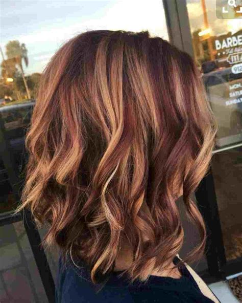 caramel and red highlights in brown hair hair color