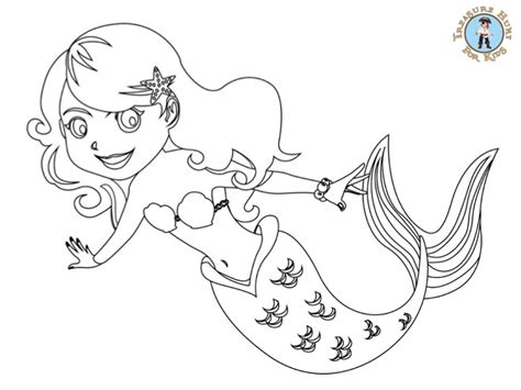 mermaid coloring page  printables treasure hunt  kids