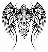 Cool Crosses Draw Cliparts Cross Drawing Wings Drawings Designs Holy Christian Beautiful sketch template